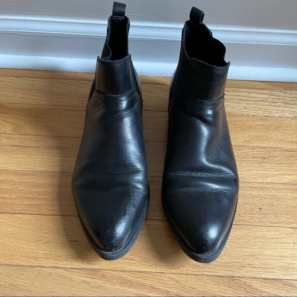 Joia Donna Black Leather Ankle Boots Pointy Toe 38